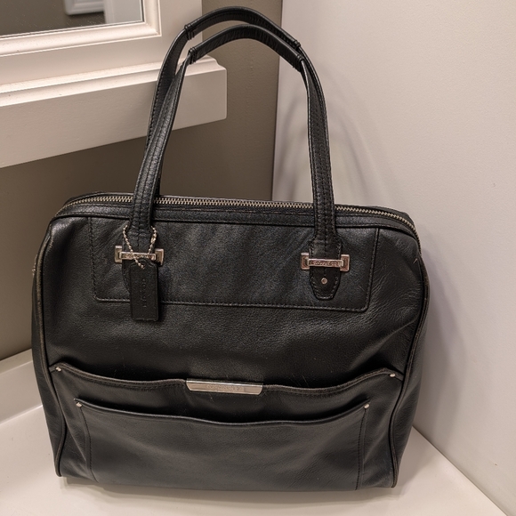 🖤EUC Coach Taylor Bette Genuine Smooth Leather Shoulder Satchel Bag, Black, LG - Picture 3 of 16